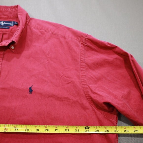 Ralph Lauren Embroidered Pony Button Up Shirt XL Mens Red Long Sleeve - Picture 3 of 8